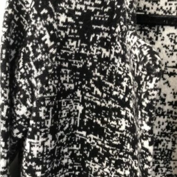 Chiaramente Black White Wool Blend Cardigan Coat - Picture 4 of 5